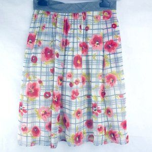 MOSCHINO Womens Skirts 6 Cheap and Chic Floral Plaid Silk Virgin Wool Side Zip